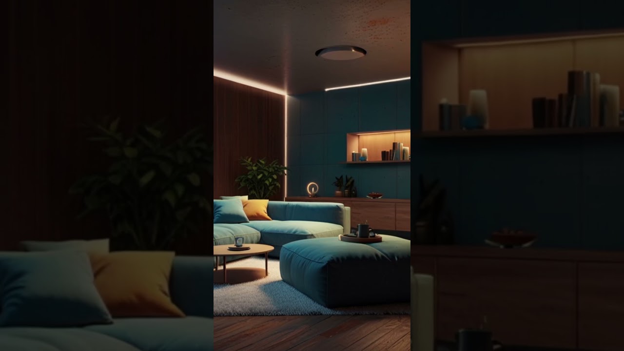 Cozy Living Room: Big Blue Velvet Couch, Restful Night...