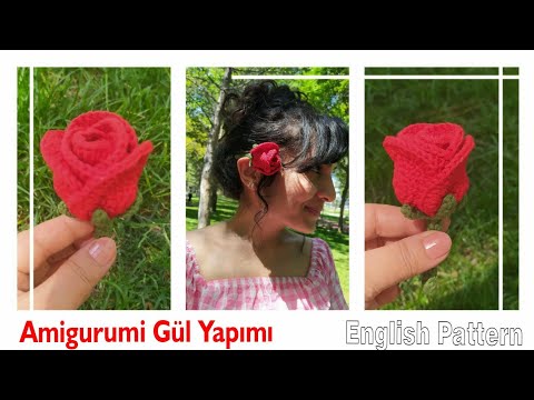 Amigurumi Gül Yapımı / How to make Crochet Rose Flower  #diy Amigurumi Anahtarlık Yapımı