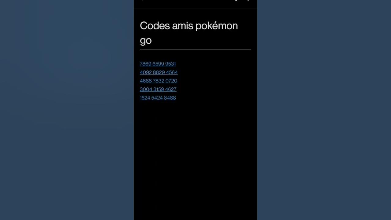 Code Ami Pokémon Go étranger 2021 5 codes amis Pokémon Go #codeami #pokemongo - YouTube