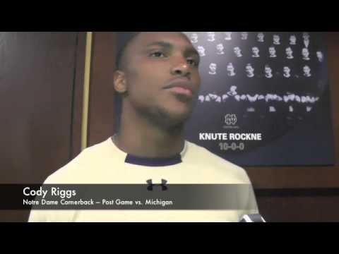 Cody Riggs - Post Game - Notre Dame vs. Michigan - YouTube