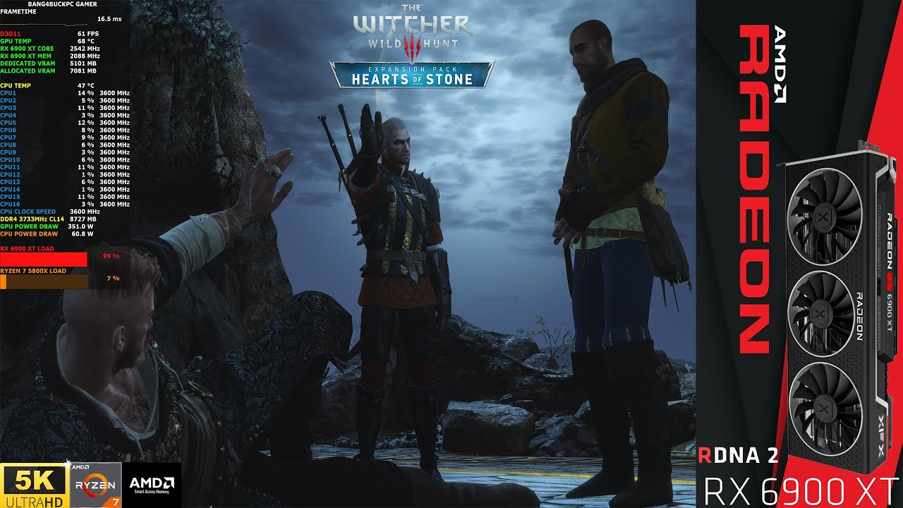 The Witcher 3 Hearts Of Stone HD MOD Ultra Settings 5K | RX 6900 XT | Ryzen 7 5800X