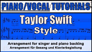 TAYLOR SWIFT - Style - VOICE and PIANO backing / tutorial