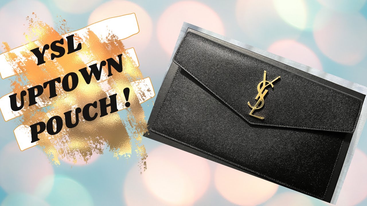 YSL UPTOWN POUCH IN BLACK WITH GOLD METAL FINISH