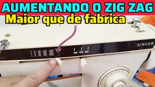 How to make the zigzag pattern wider than the factory default on a domestic sewing machine.