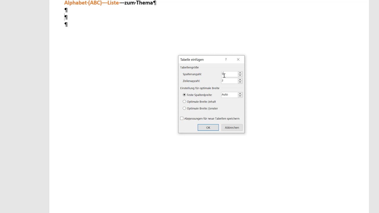 Update Alphabet / ABC - Listen mit MS Word erstellen