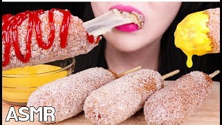 Asmr Cheesy Corn Dog Eating Sounds 모짜 핫도그 치즈소스 리얼사운드 먹방 No Talking Mukbang