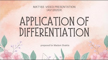 MAT183 video assignment ,Techniques of Differentiation
