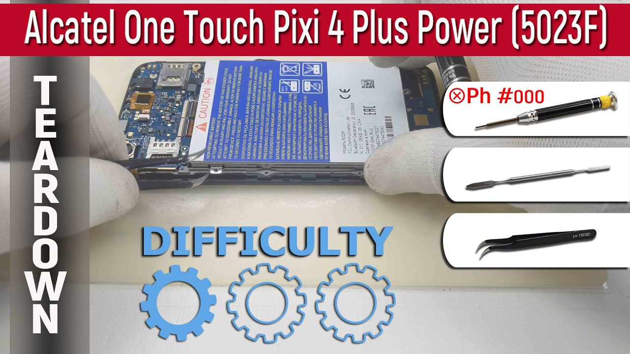 Как разобрать 📱 Alcatel One Touch Pixi 4 Plus Power 5023F