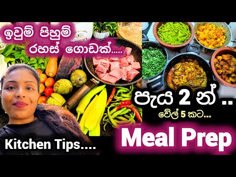 දවස් කීපයකට එකවර...වේගයෙන් උයමු🔥වර්ග 7 ක් පැය 2 න් 🔥Speed Meal Prep with Lot of Cooking Tips 💡