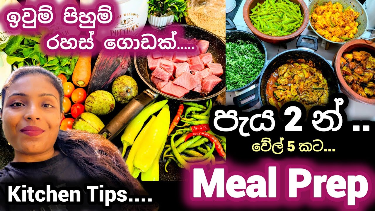 දවස් කීපයකට එකවර...වේගයෙන් උයමු🔥වර්ග 7 ක් පැය 2 න් 🔥Speed Meal Prep with Lot of Cooking Tips 💡