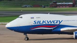 SILKWAY WEST AIRLINES BOEING 747-400 FREIGHTER 4K-SW008 ARRIVING AT BIRMINGHAM AIRPORT 07/05/24
