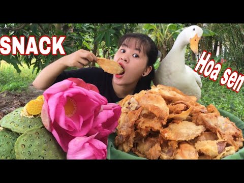 Làm SNACK Từ Hoa Sen Giòn Rụm. ẨM thực Sinh Tồn Ngoài Đồng | Foci