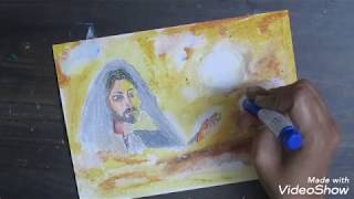 Jesus Christ save our world / Jesus drawing using oil pastels and watercolor pencils