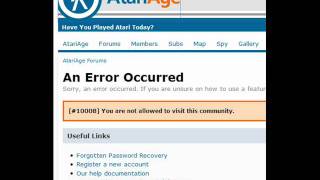 Celebrity Atariage error message Profile