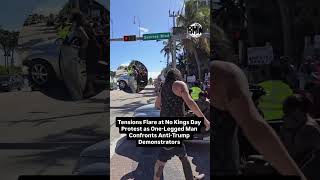 Tensions Flare at No Kings Day Protest as One-Legged Man Confronts Anti-Trump Demonstrators