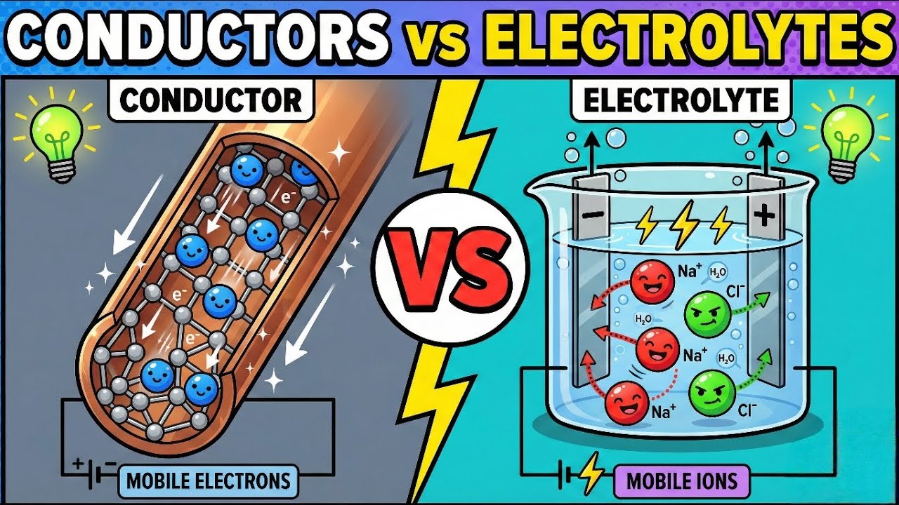 Conductors vs Electrolytes: What's The Difference? | Electrons vs Ions Explained