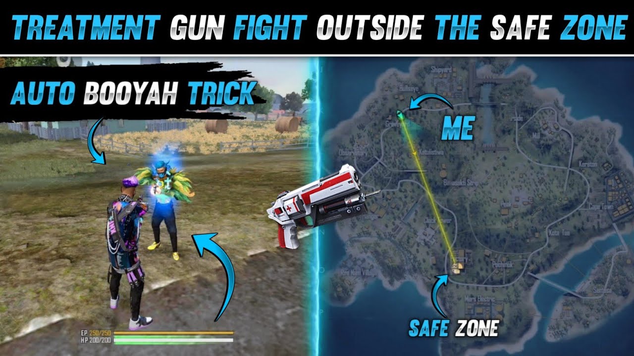 TREATMENT GUN FIGHT OUTSIDE THE SAFE ZONE IN FREE FIRE FREE FIRE HEAL