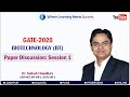 GATE BIOTECHNOLOGY (BT): 2020 Paper Discussion: Session 1