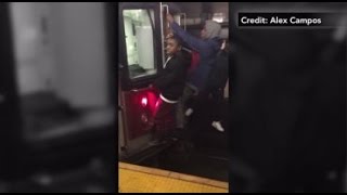 Video shows teens ‘subway surfing’ behind packed New York City train