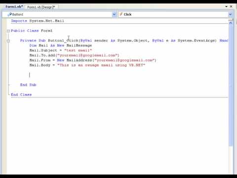 VB.NET Tutorial 24 - Sending An Email (Visual Basic 2008/2010)