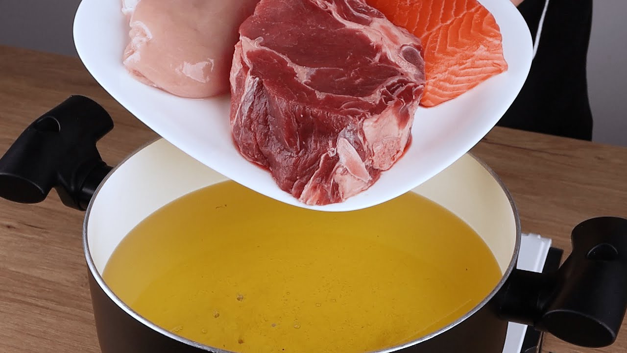 Coloca salmón, carne y pollo en el aceite hirviendo y sorprende a todos en la cena.