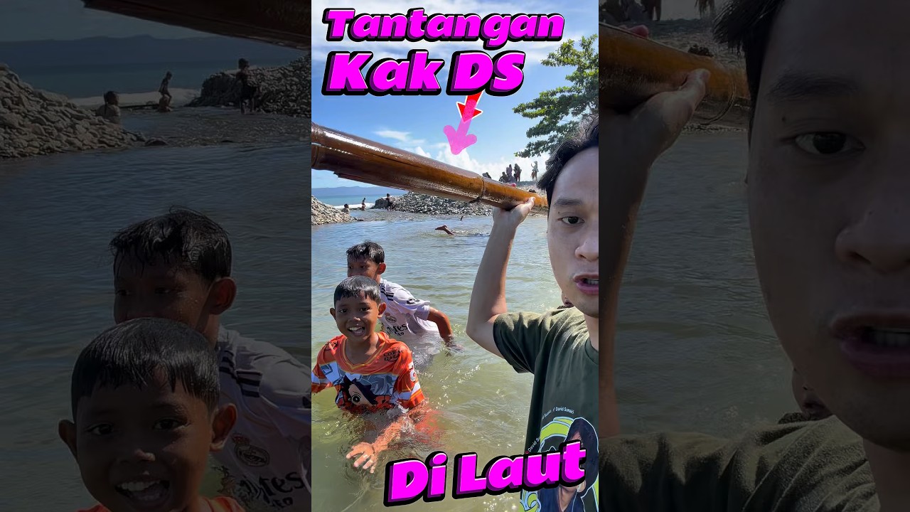 Tantangan kak DS di Laut #comedy #minivlog #anakdesa #tantangan #laut