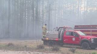 Crews still fighting 100+ acre wildfire near Glen St. Mary to keep it away from homes