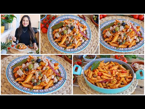 مقرونة سريعة التحضير بالتن والصلصة محرحرة ومشخشخة بنة لاتقاوم عشاء خف لف البوتانيسكا الإيطالية