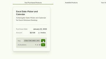 XLNavigator: How to Activate a License Key for the Excel Date Picker