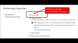 Privatverkauf immer OHNE Paypal