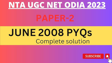 JUNE 2008 UGC NET ODIA PYQs #ugcnetodia #odia #pyqs#odialiterature @Odialiterature
