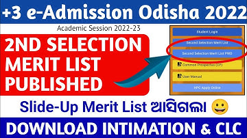 +3 Second Selection Merit List Published & Slide-Up List Published 2022,Download Intimation 2022