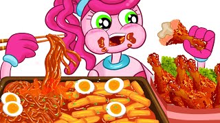 Mukbang 만화카페 분식 먹방! 짜장라면 소떡소떡 Korean comic book cafe Tteokbokki & Noodles & Fried chicken | HIU 하이유