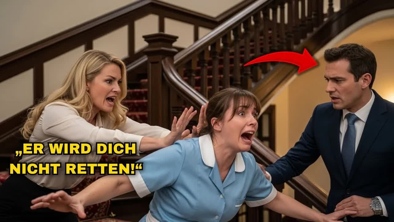 MILLIONÄR FINDET SEINE FRAU, WIE SIE DIE PUTZFRAU DIE TREPPE HINUNTERSTÖSST… WAS ER TUT…