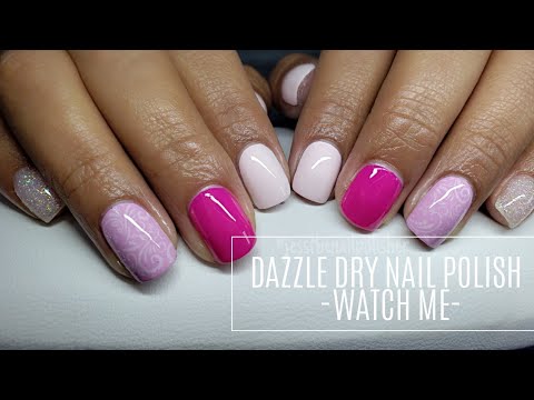 Dazzle Dry Manicure//Valentines//Loose Glitter - YouTube