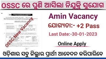 +2Pass Amin Recruitment ! OSSC Amin Vacancy ! Amin Vacancy 2022-23 ! OSSC Recruitment 2022-23