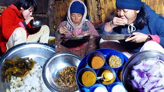 Nepal's national curry mustard dry vegetable soup curry recipe || jungle family ||