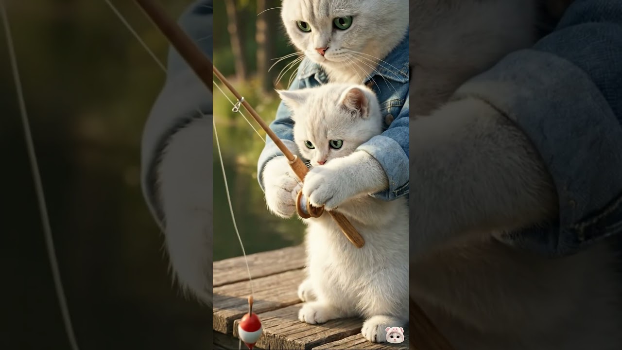 Mama Cat and kitten go fishing: Adorable First Adventure!