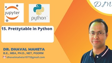 15. Prettytable in Python || Dr. Dhaval Maheta