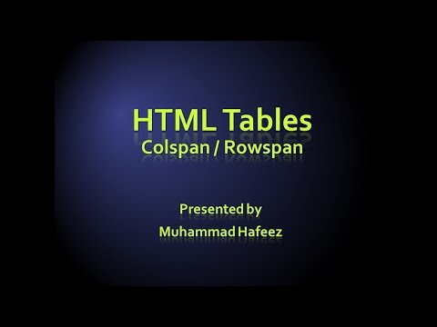 Colspan Rowspan in HTML Tables - Part 8