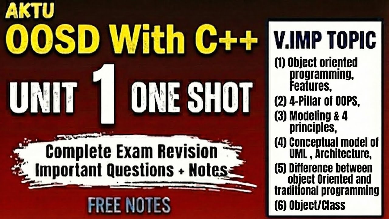 🔥 C++ Unit 1 One Shot | OOPS Concepts, UML & Object Oriented Modeling ...