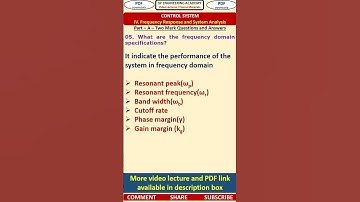 05CS   Frequency Response and System Analysis   Control System Questions   Frequency domain specific