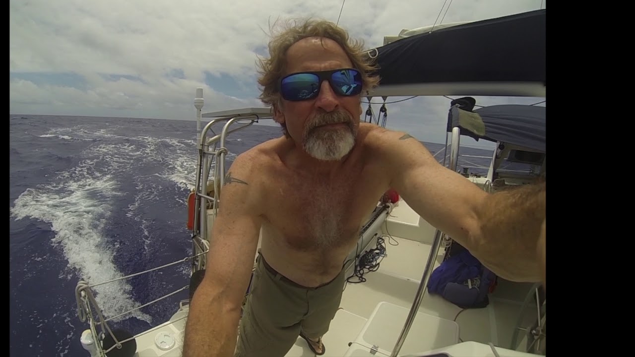 Larry Robertson single hands his Seawind 1000 catamaran to victory in the 2018 Shaka Challenge