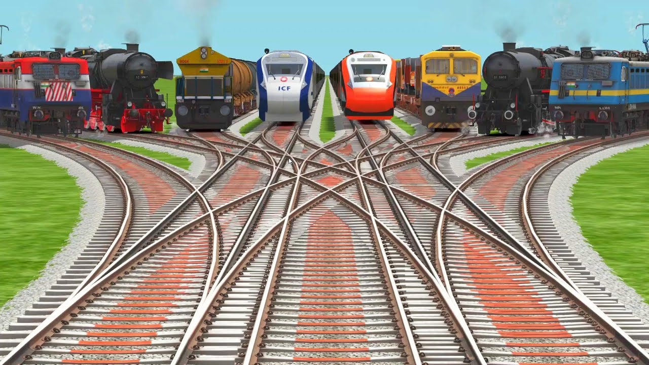 8- TRAINS CROSSING AT CURVATURE GRANDENT RAILRAOD TRACKS // INDIAN RAILRAOD CROSSING VIDEO 📷📸