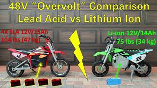 48V Lead Acid vs Lithium over volt go faster on Razor mx650 mx500 sx500 Content
