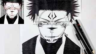 How to draw Sukuna from Jujutsu Kaisen || How to draw anime step by step || Easy anime drawing