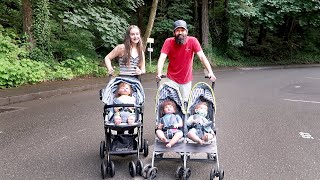 Taking 3 Reborn Toddlers on an Outing in Single and Double Stroller