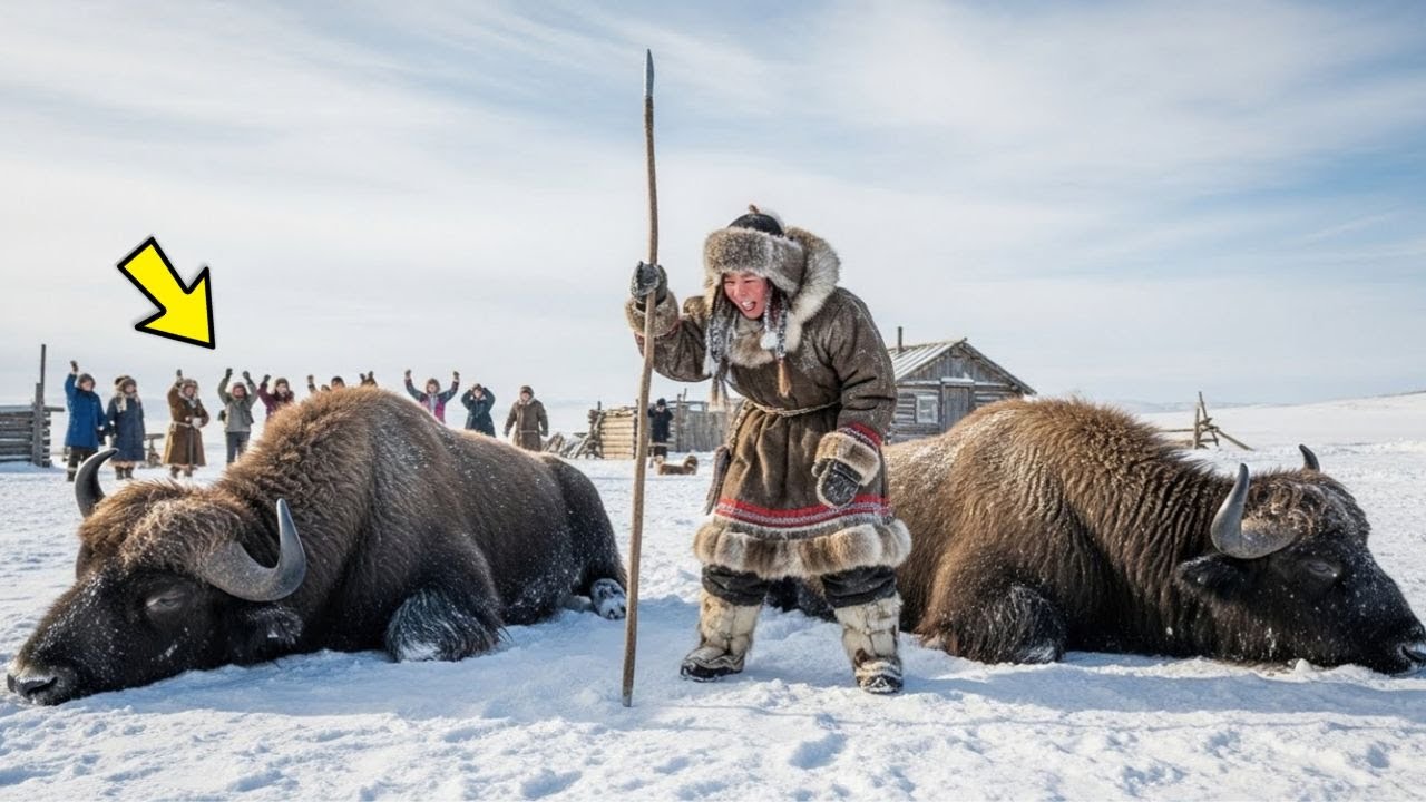Dziewczynka JAKUCKA staje do walki z 2 Bawołami po 5000kg by nakarmić wioskę | Przetrwanie w Jakucji