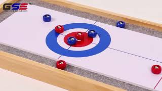 GSE Games & Sports Expert 2-in-1 Solid Wood Mini Shuffleboard and Curling Tabletop Game Board Set