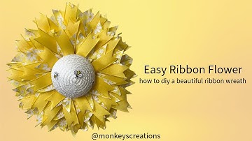 Ribbon Flower Wreath: Easy DIY Tutorial @MonkeysCreations